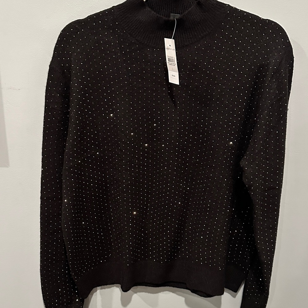 Ann Taylor Black Turtleneck Sweater with Sparkle